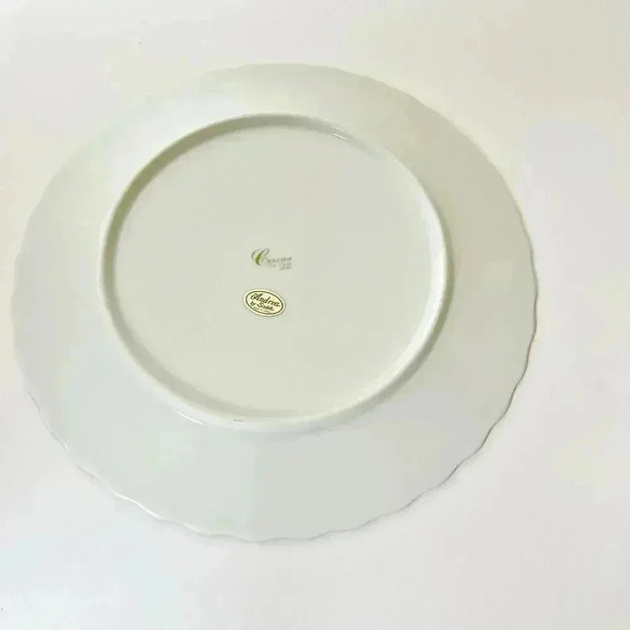 ANDREA by SADEK,Cake Plate Server Scalloped Rim & Gold Gilt Edge, 2 Piece Set - Picture 6 of 12